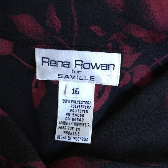 RENA  Rowan for Saville black red blouse size 16 - Picture 2 of 7